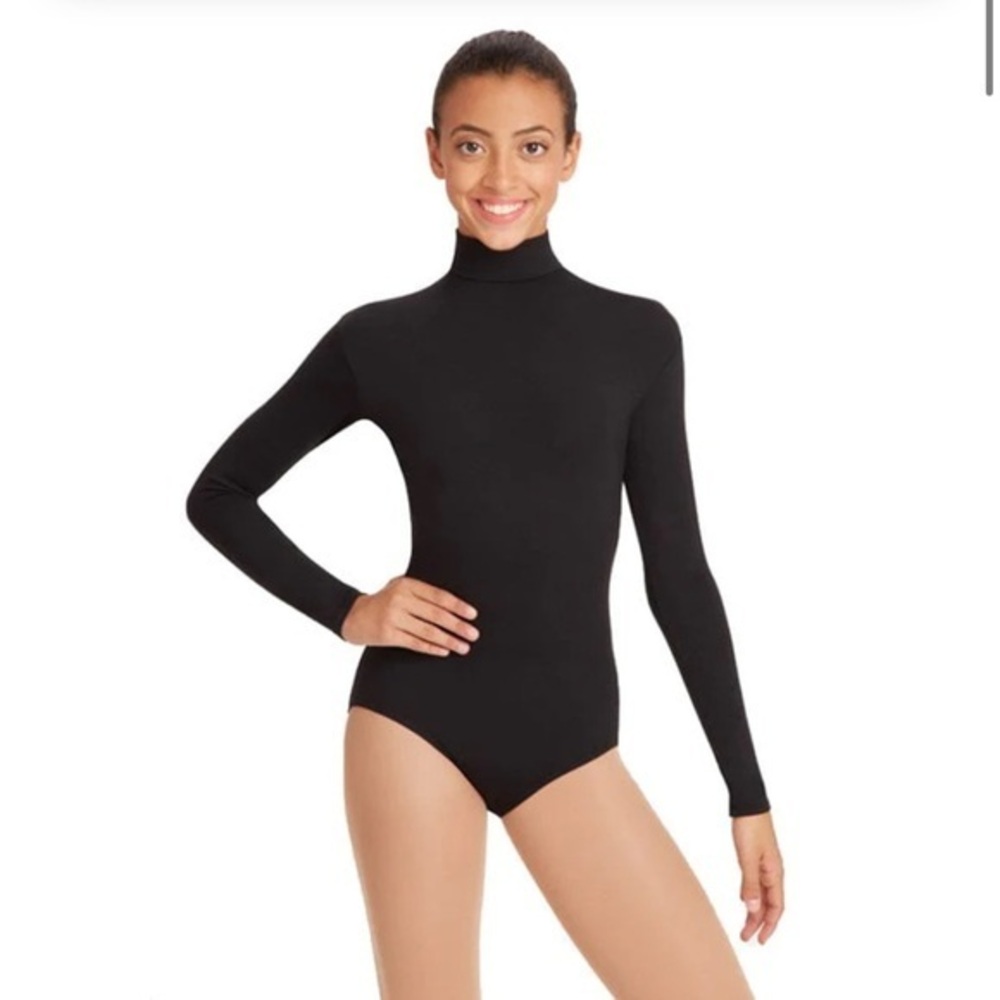 NWT Capezio Adult Turtleneck Long-Sleeve Leotard size Medium Black
